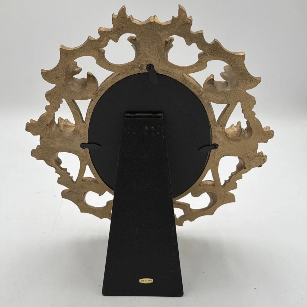 Vintage Victorian Wood W/ Ornate Gold Oval Frame 12